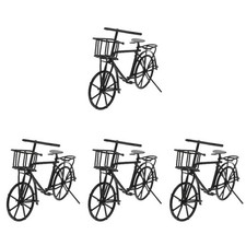  4 Pieces Toy Bicycle Miniature Model Miniatures Bicycles Pink Bike