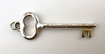 Vintage Tiffany & Co. Silber 925 Oval 2,5'' Schlüssel Charm Anhänger (8,6g)