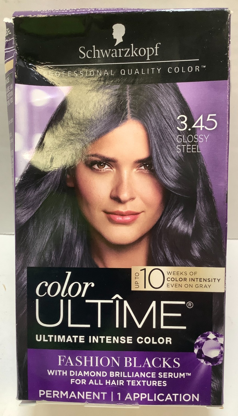 Ultime, Fashion Blacks Permanent Hair Dye, 3.45 Glossy Steel