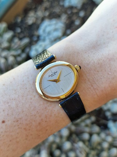 Montre Mécanique Femme LEUBA Louis - Boîtier Doré, Bracelet Noir - NOS (Neuve Ancienne Stock)