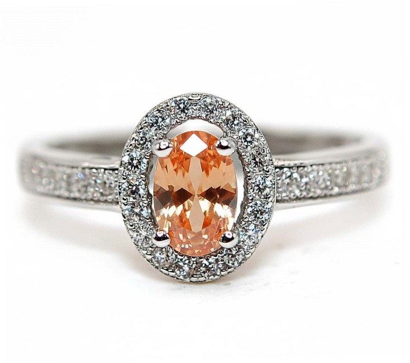 1CT  Padparadscha 925 Solid Sterling Silver Ring Sz 7 MM5-4