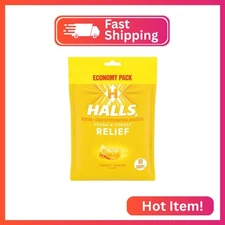 HALLS Relief Honey Lemon Cough Drops, Economy Pack, 80 Drops