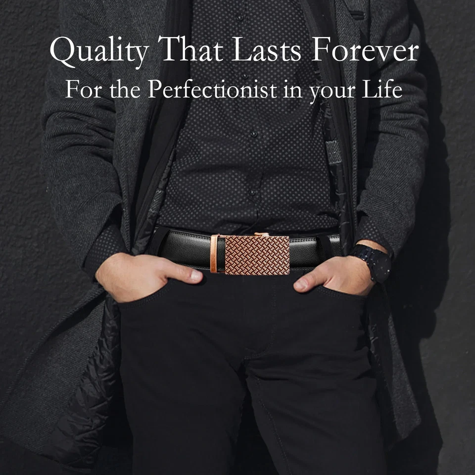 Cinturones de hombre, cinturón de cuero para hombre cinturón de vestir informal vintage cinturón negro Foto 2 de 4