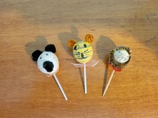 Vintage Cotton Spun Animals Lion Tiger Dog Puppy Circus Picks Lot Of 3