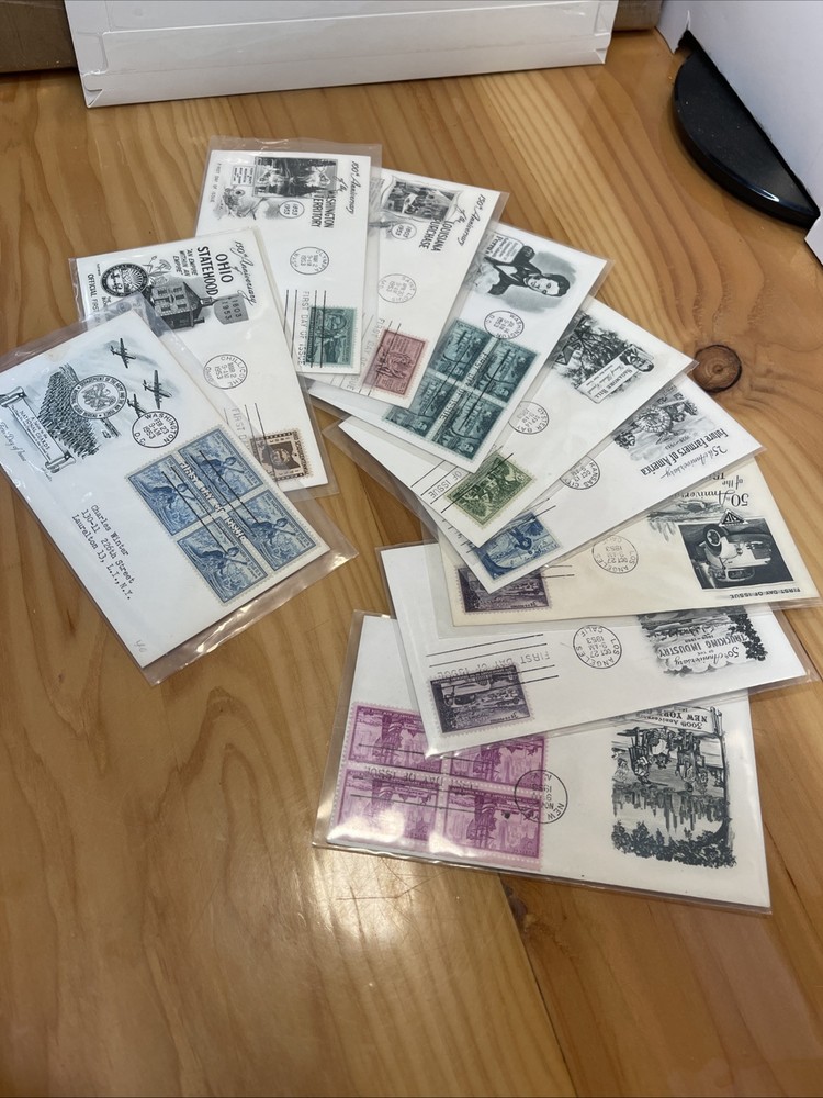 Vintage Lot of 11 US Stamps FDC 3c 1953 Issues #1017-1027