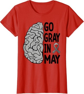 Glioblastoma Awareness Ribbon Brain Tumor Go Gray in Ma Ladies' Crewneck T-Shirt