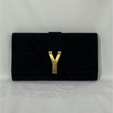 COA_Saint Laurent Black Glitter Accents Clutc...