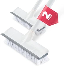 2 Pack Floor Scrub Brush with Long Handle, 2 in 1 Scrape and Brush, for Cleaning