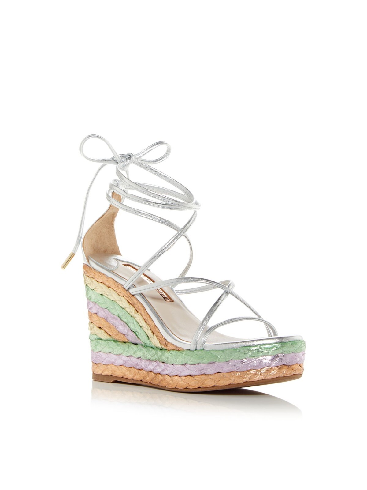 SOPHIA WEBSTER Womens Silver 1'' Platform Ines Open Wedge Espadrille Shoes 39.5