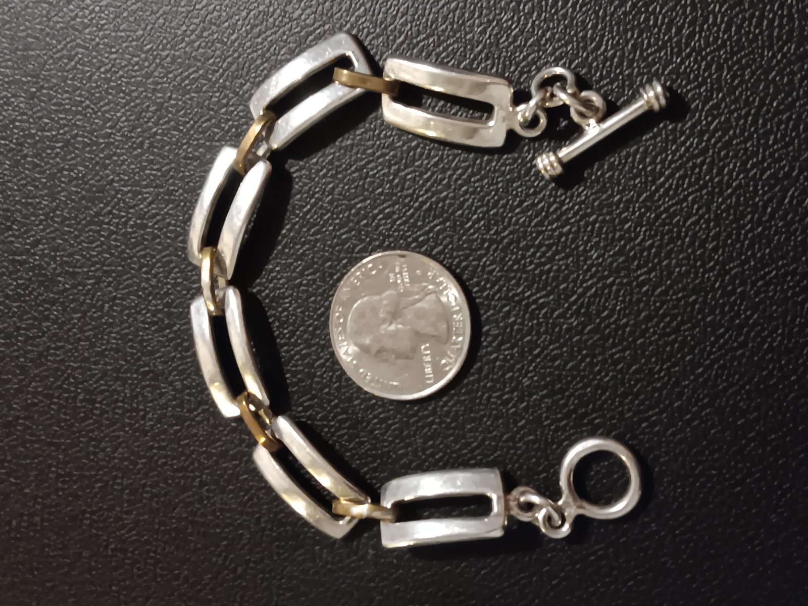 7" Sterling Silver Rectangular Link Chain Bracelet - image 2