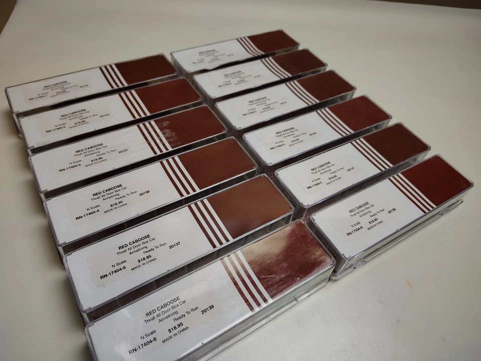 N Scale Train Lot Of 12 Red Caboose TCAX Armstrong Thrall 54' Boxcars 6 Dif#💫T1 - Image 2 of 4