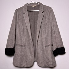 Skies Are Blue Womens Sz L Gray Blazer Open Front Soft Comfy Basic