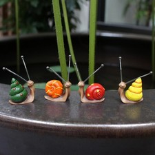 “4pcs Mini Snail Resin Sculptures – Garden & Outdoor Decor Bonsai Ornaments”
