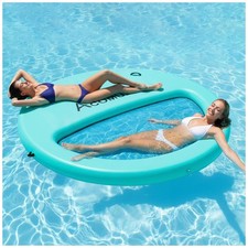 ACOMUZI 8FT Water Hammock Inflatable Floating Dock, Round Floating Ring Lake ...