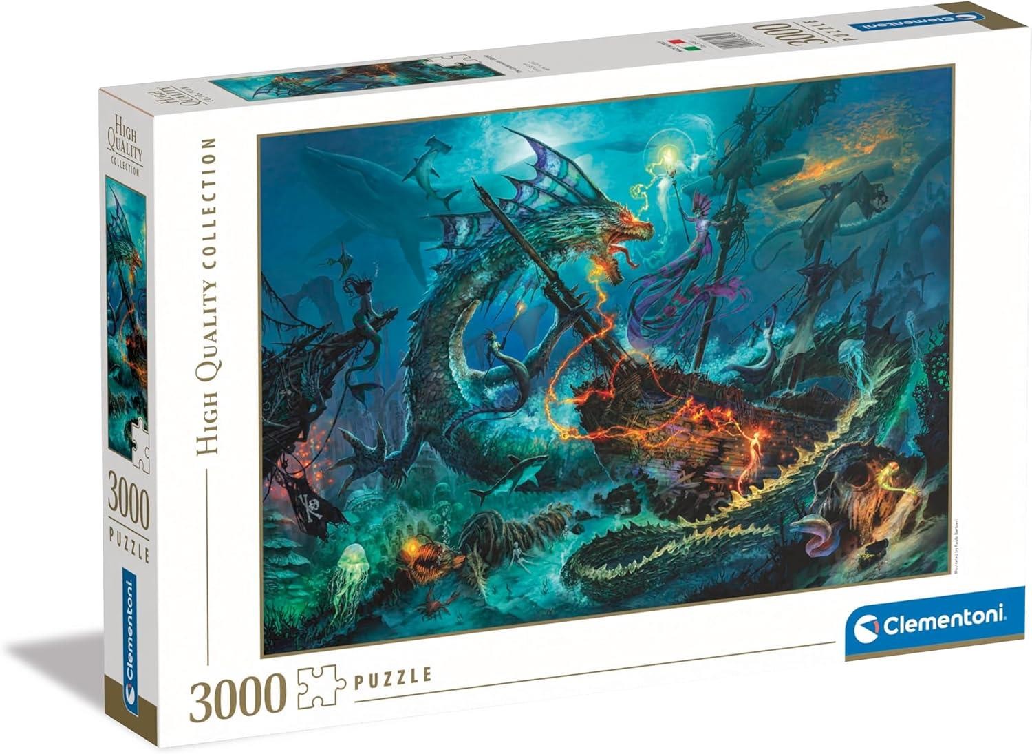 Underwater Battle 3000 Piece Puzzle Mythical Sea Dragon Underwater Scene