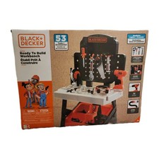 Black  Decker Junior Ready to Build Workbench Kids Play 53 Tools Sounds Light