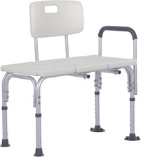 HOMCOM Height Adjustable Shower Chair, Non Slip Bath Transfer Bench for Elderly