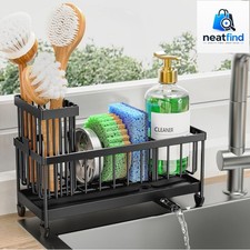 Sponge Holder for Kitchen Sink, Sink Caddy Organizer with High Brush Holder, ...