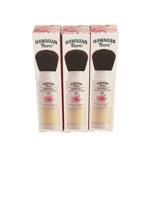 Hawaiian Tropic Mineral Sunscreen Powder Brush SPF 30 Translucent 3 Pack New