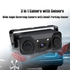 Car Visual Reversing Rear View Camera with Backup Radar Parking Sensor 3in1 170 