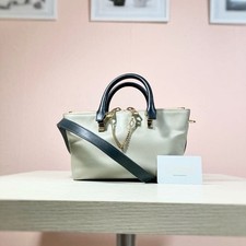 Chloe Bailey Mini Leather 2-Way Shoulder Bag Gray Navy, Used