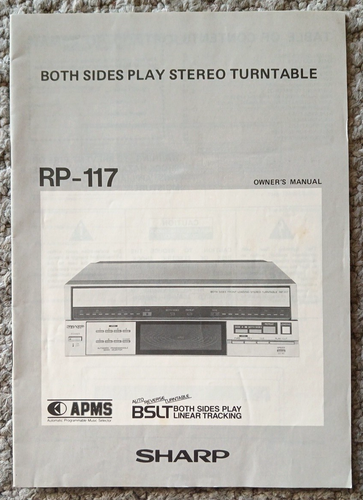 Platine vinyle Sharp RP-117 des deux côtés manuel du propriétaire - Photo 1/3