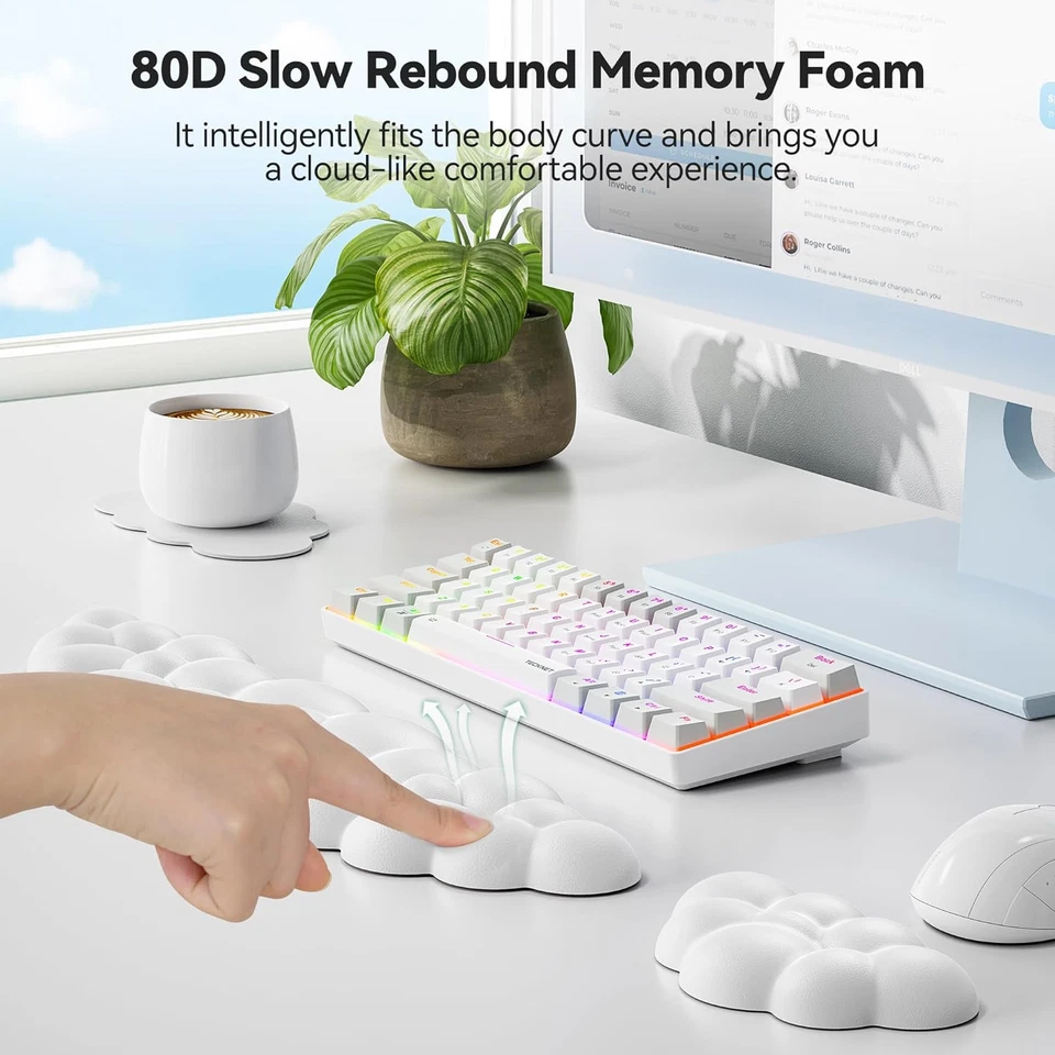 Cloud Wrist Rest Set, Ergonomic Keyboard Wrist Rest and Mouse Pad with Wrist Sup - Image 3 of 4