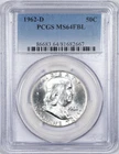 1962-D PCGS MS64FBL Benjamin Franklin Silver Half Dollar Uncirculated BU+