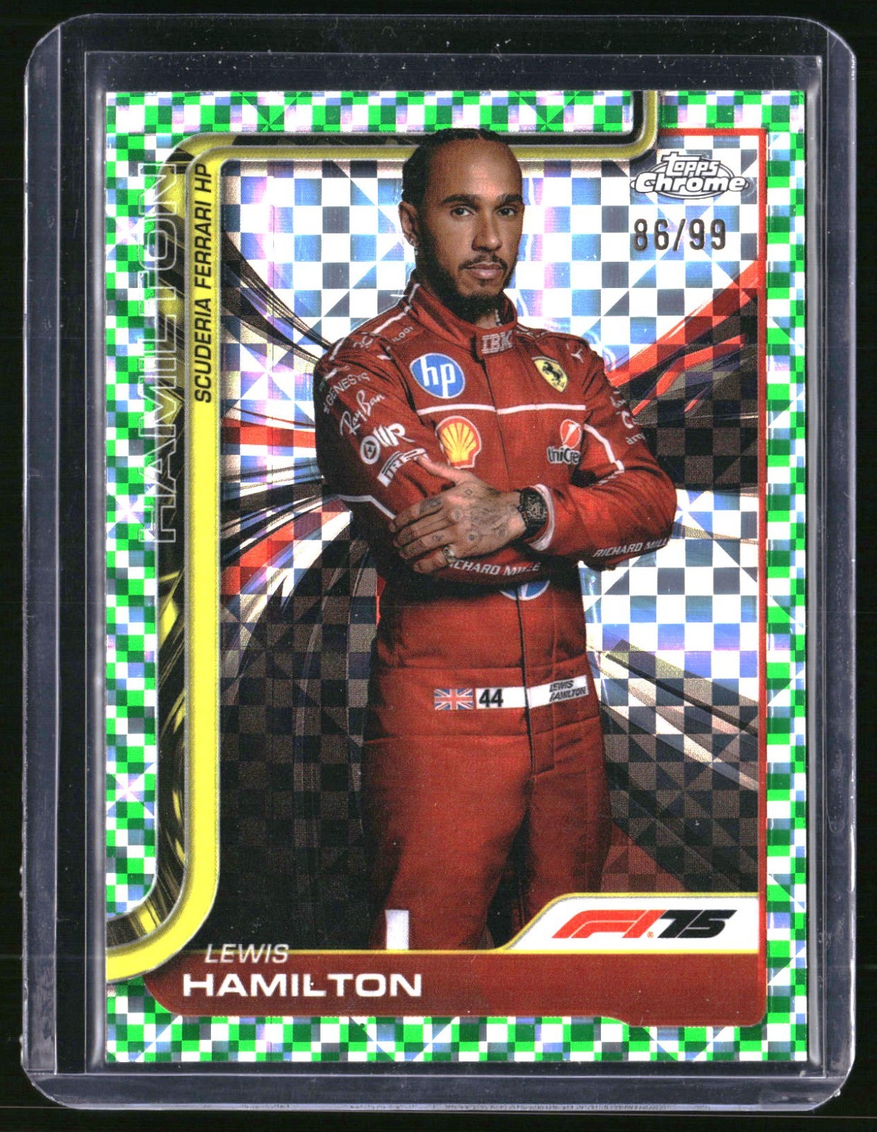 2025 Topps Chrome Formula 1 F1 Lewis Hamilton Portrait Green Checker 86/99 #4