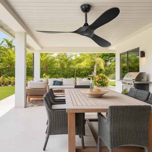 KASASS Black Ceiling Fan No Light, 52 in Outdoor Ceiling Fan  Assorted Colors 