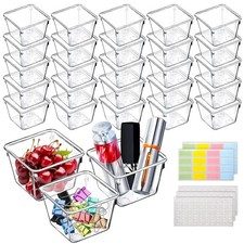 25 Pcs Clear Drawer Organizers 3 x 3 x 2 Inch Stackable Makeup Storage Bins C...