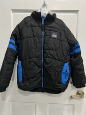 PROTECTION SYSTEM Black Blue Full Zip Hooded Puffer Coat SIZE 8 BOYS Pre Loved