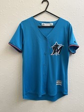 Majestic Miami Marlins Baseball Trikot MLB Cool Base blau Damengr&ouml;&szlig;e Small