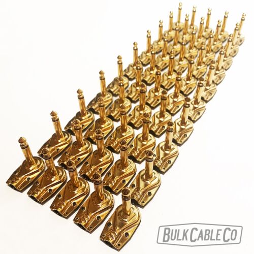 Paquete de 50 - Juego de conectores panqueques dorado/negro de ángulo recto de 1/4" - Cables de conexión hágalo usted mismo - Imagen 3 de 12