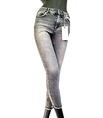 Only Blush Skinny Fit Jeans used Look 7/8 tel Glitzer Seitenstreifen Gr.L/36-38 - Bild 1 von 4