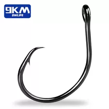 25Pcs Inline Circle Hooks 2X Strong Light Wire High Carbon Steel Freshwater Hook