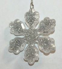 Figural Plastic Snowflake With Glitter Christmas Ornament