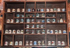 Vintage Thimble Collection - 67 Pieces and Shadowbox