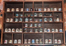 Vintage Thimble Collection - 67 Pieces and Shadowbox