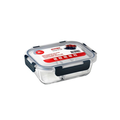 Pyrex Meal Prep Divided Glass lock Lunch Box Rectangular - Picture 2 of 3
