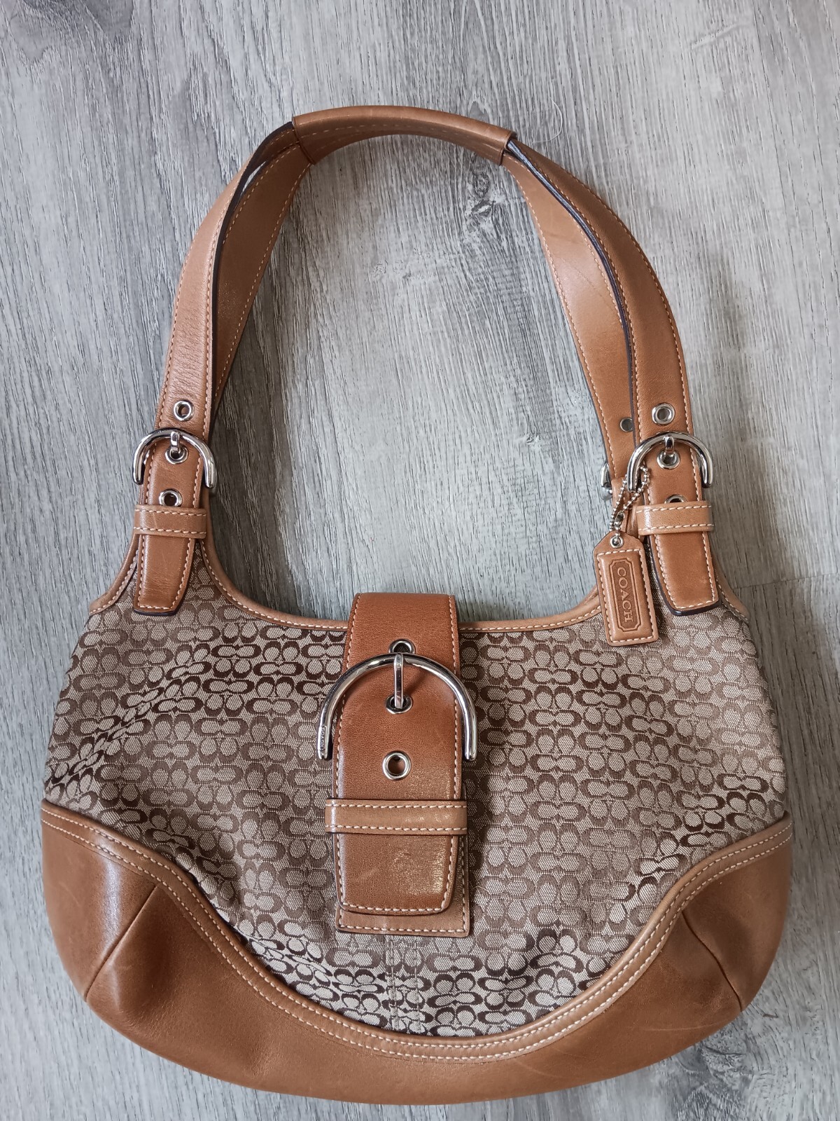 COACH Signature Hobo Leather Flap Bag Small Purse Soho 6818 Brown eBay