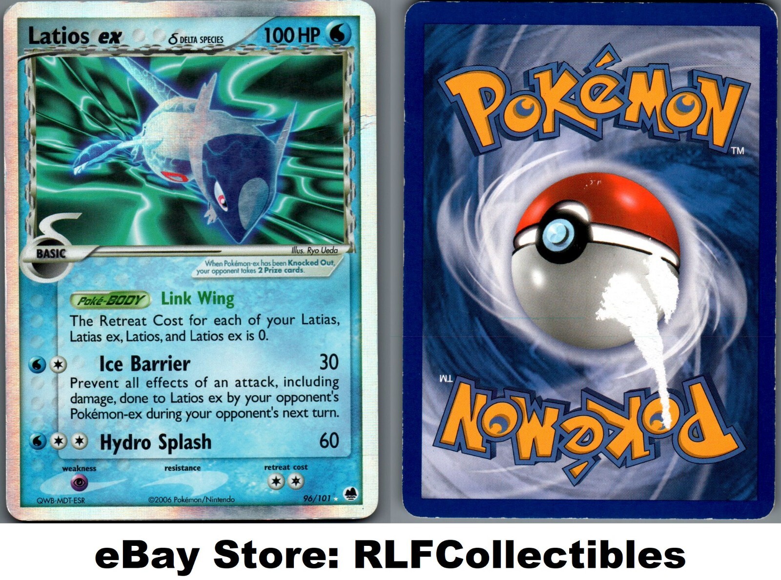 2006 Pokemon, EX Dragon Frontiers, #96/101 Latios ex Delta, Holo Ultra Rare