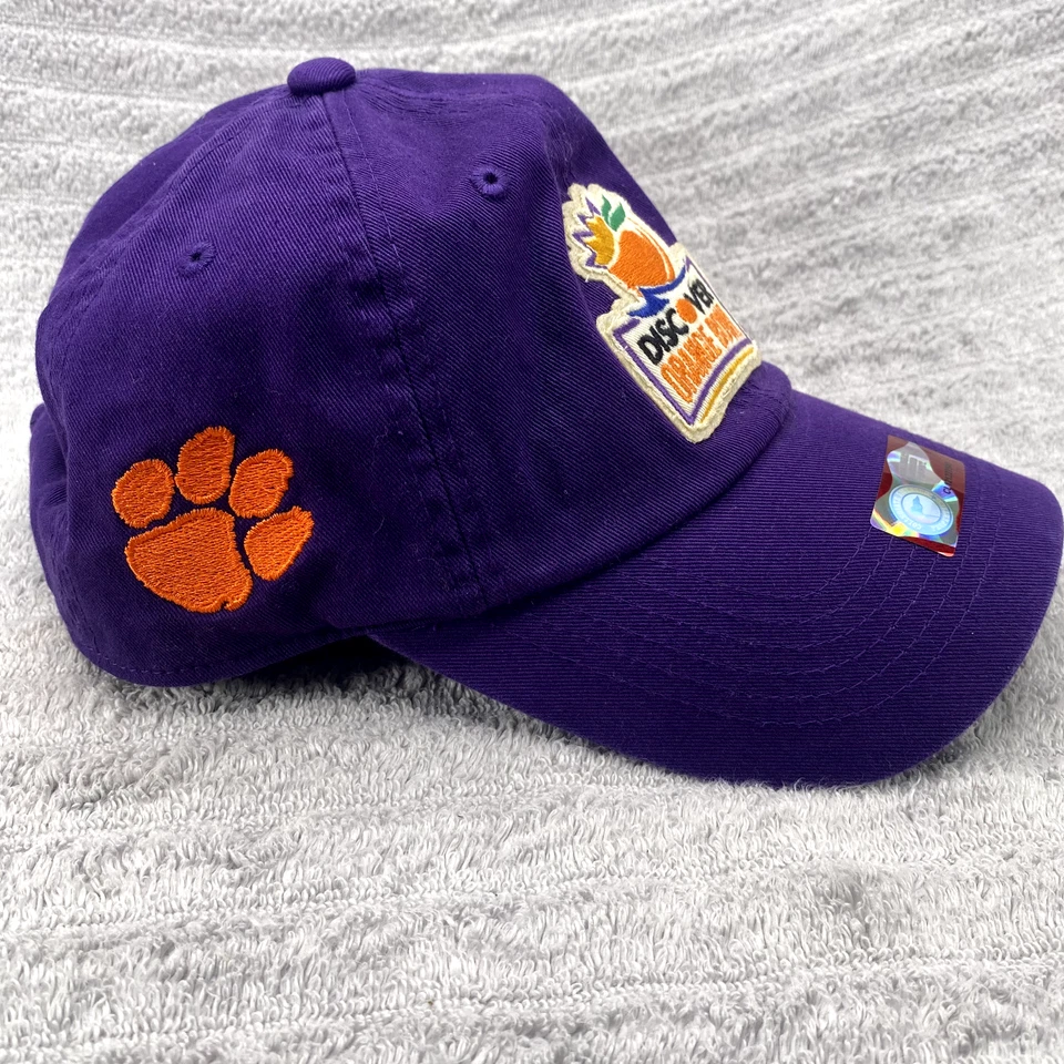 Clemson Tigers Hat Strap Back Purple NCAA Orange Bowl Logo Football Dad Cap - Image 4 of 4