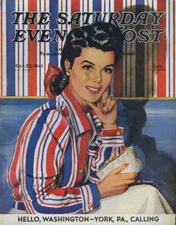 SATURDAY EVENING POST COVER 10/25 1941 Pretty red-white-blue clad gal - Al Moore