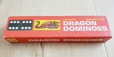 HALSAM DOUBLE SIX DRAGON DOMINOES No. 622 Vintage 28 Pieces Wooden Playskool