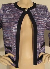 NWT St. John collection Black multi tweed knit Jacket Women's Size 6