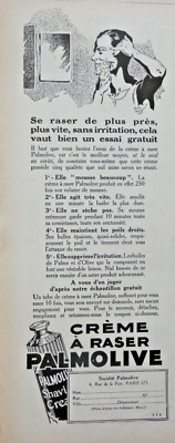 PRESSEWERBUNG 1926 PALMOLIVE Rasiercreme schneller rasieren näher