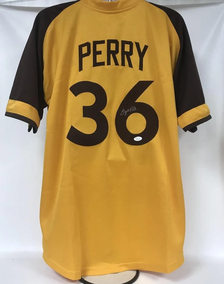 Gaylord Perry Signed Autographed San Diego Yellow XL Baseball Jersey : JSA COA - Image 2 of 3