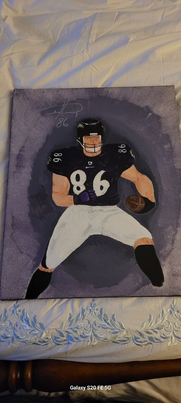 Todd Heap Baltimore Ravens Auto 16 x 20 Painting Arizona State Canvas Art