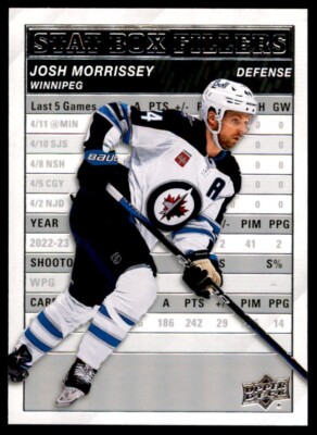 Josh Morrissey 2023-24 Upper Deck Series 1 Stat Box Fillers RC #SB-25 Winnipeg